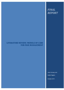 literature review: models of care for pain management
