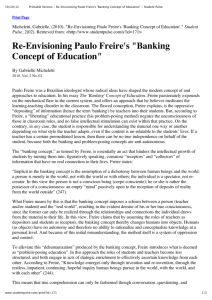 Re-Envisioning Paulo Freire's "Banking Concept of Education"