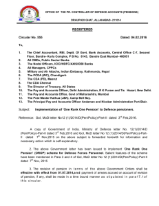 Implementation Circular for 'One Rank One Pension'