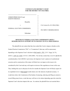 Shays v. FEC I: Defendant's reply brief in its entirety