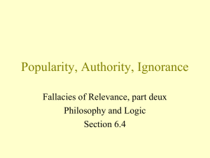 Popularity, Authority, Ignorance