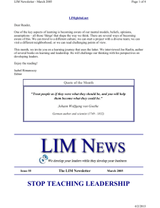STOP TEACHING LEADERSHIP - LIM . Leadership in motion