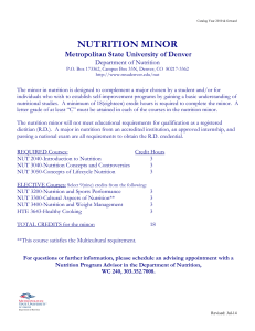 nutrition minor - Metropolitan State University of Denver