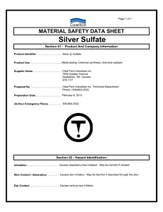MATERIAL SAFETY DATA SHEET Silver Sulfate