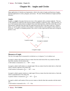 Chapter 8A - Angles and Circles