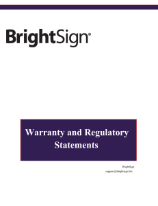 Warranty and Regulatory Statements