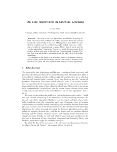 On-Line Algorithms in Machine Learning