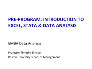pre-‐program: introduction to excel, stata & data analysis