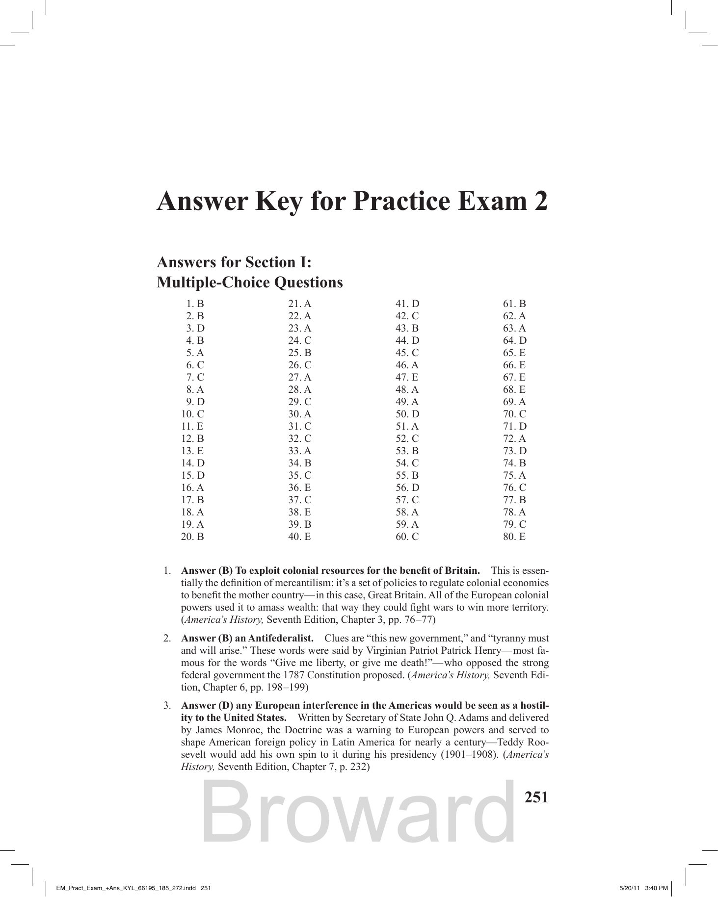 Practice Test 4 Answer Key