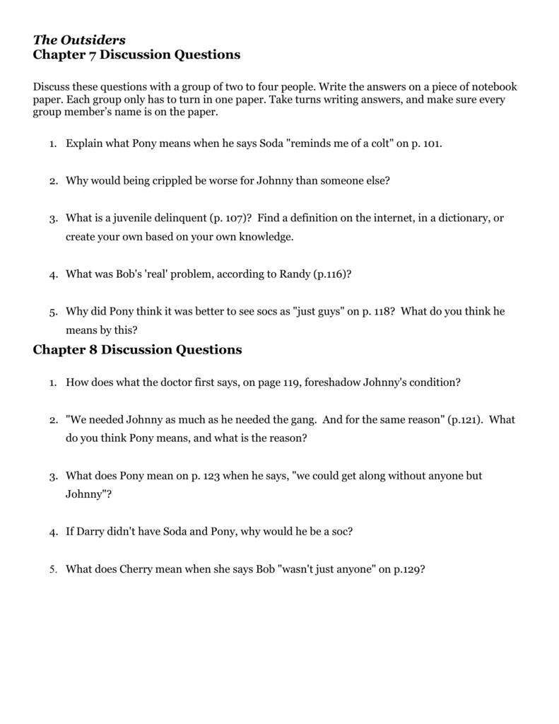 the outsiders book review questions
