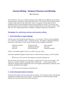 Concise Writing: Sentence Structure and Wording