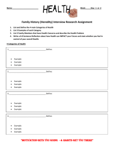 Family History (Heredity) Interview Research Assignment