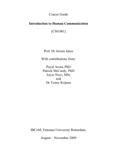 Course Guide Introduction to Human Communication [CM1001] Prof