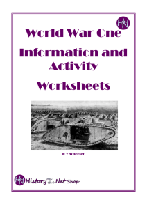 1: World War One Information and Activity Worksheets
