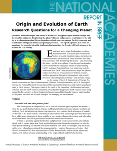 Origin and Evolution of Earth - Division on Earth and Life Studies