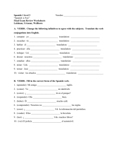 Spanish 1 level 3 Nombre “Spanish is Fun” Final Exam Review
