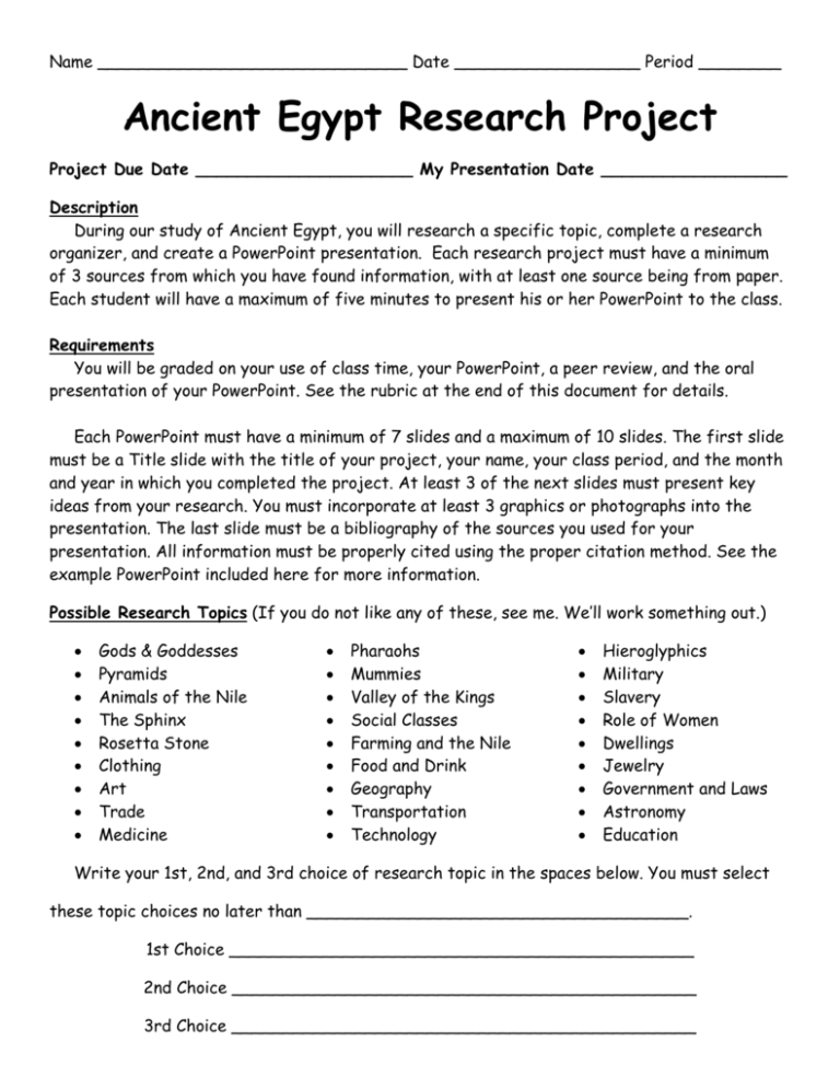 ancient egypt research paper topics