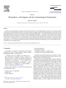 Biomarkers, self-antigens and the immunological homunculus