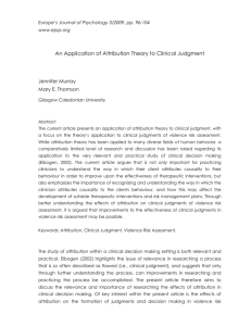 An Application of Attribution Theory to Clinical Judgment