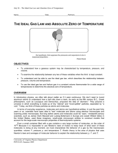 the ideal gas law and absolute zero of temperature