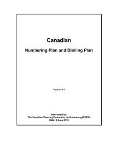 Canadian Numbering Plan & Dialling Plan