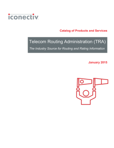 TRA Catalog of Products - Telecom Routing Administration