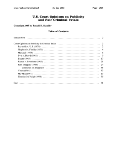 U.S. Court Opinions on Publicity and Fair Criminal Trials