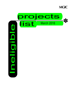 Mgic Ineligible Projects List