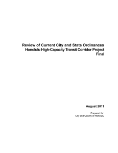 Review of Current City and State Ordinances Honolulu High