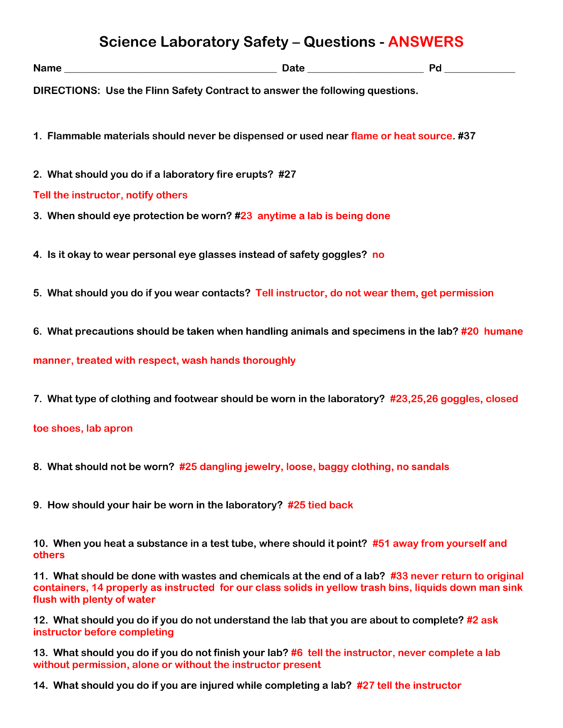 Safety Precautions In Laboratory - HSE Images & Videos Gallery With Lab Safety Worksheet Answer Key