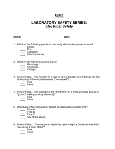 QUIZ LABORATORY SAFETY SERIES: Electrical Safety