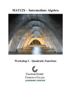 Workshop I - Quadratic Functions