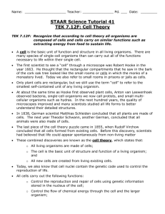 STAAR Science Tutorial 41 TEK 7.12F: Cell Theory