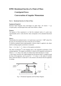 Experiment 1: Rotational Inertia of a Point of Mass