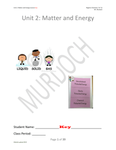 Unit 2: Matter & Energy key