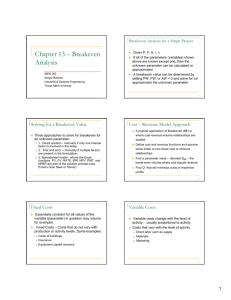 Chapter 13 – Breakeven Analysis - Industrial & Systems Engineering