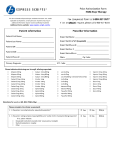 Patient Information Prescriber Information Fax