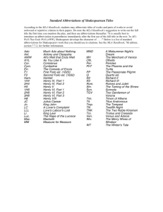 Standard Abbreviations of Shakespearean Titles