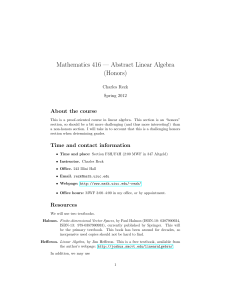 Mathematics 416 — Abstract Linear Algebra (Honors)