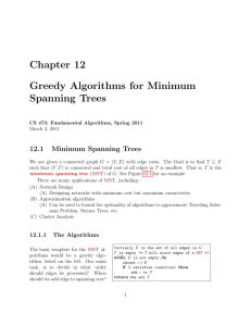 Chapter 12 Greedy Algorithms for Minimum Spanning Trees