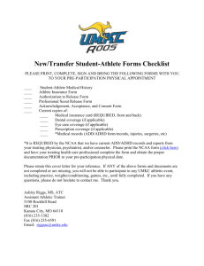 New/Transfer Student-Athlete Forms Checklist