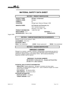 Nitrogen - Chemistry Material Safety Data Sheets