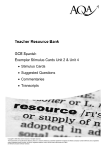 Teacher Resource Bank Exemplar Stimulus Cards Unit 2 & 4