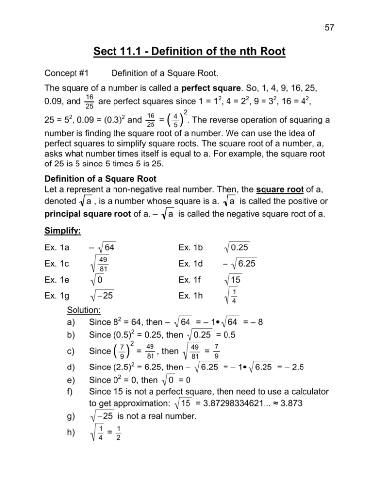 Sect 11 1 Definition Of The Nth Root