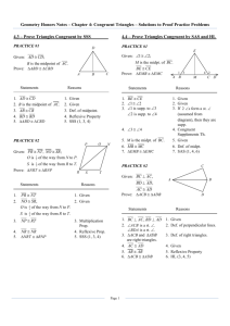 Geometry Honors Chapter 4 Solutions to Proof Practice