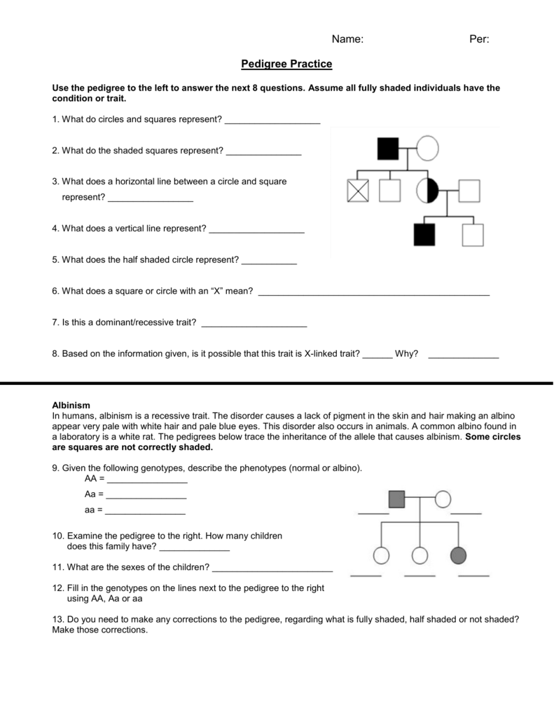 Pedigree Review Worksheet