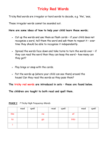 Tricky Red Words - Downview Primary School