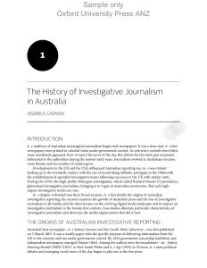 The History of Investigative Journalism in Australia 1