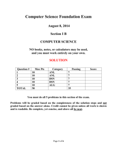 Computer Science Foundation Exam August 8, 2014 Section IB