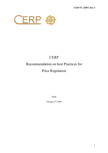 CERP Recommendation on best Practices for Price Regulation